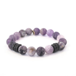 
                  
                    Load image into Gallery viewer, Amethyst Bead Bracelet | Matte Frost + Gunmetal Rings
                  
                