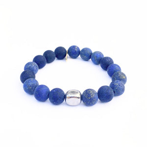 
                  
                    Load image into Gallery viewer, Lapis Lazuli Bracelet | Matte with Platinum Hematite
                  
                