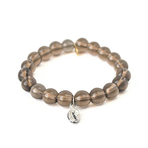 
                  
                    Load image into Gallery viewer, Smoky Quartz Crystal Bracelet | Silver Coffee Bean
                  
                