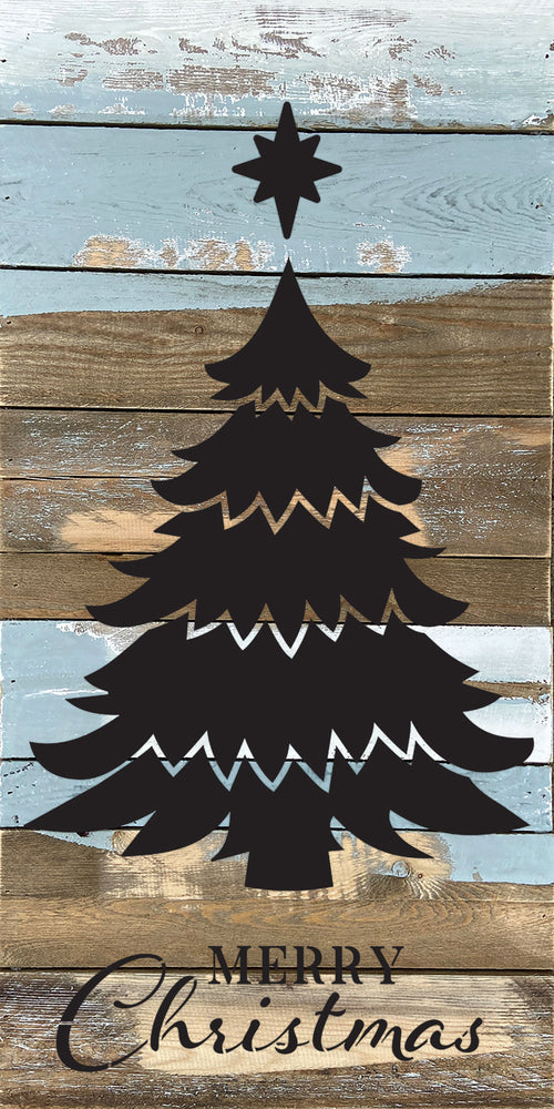 
                  
                    Load image into Gallery viewer, Merry Christmas Christmas Tree / 12x24 Reclaimed Wood Wall Decor
                  
                