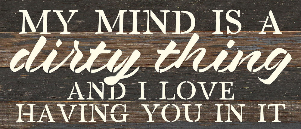 
                  
                    Load image into Gallery viewer, My mind is a dirty thing and I love having you in it / 14x6 Reclaimed Wood Wall Decor
                  
                