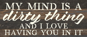
                  
                    Load image into Gallery viewer, My mind is a dirty thing and I love having you in it / 14x6 Reclaimed Wood Wall Decor
                  
                