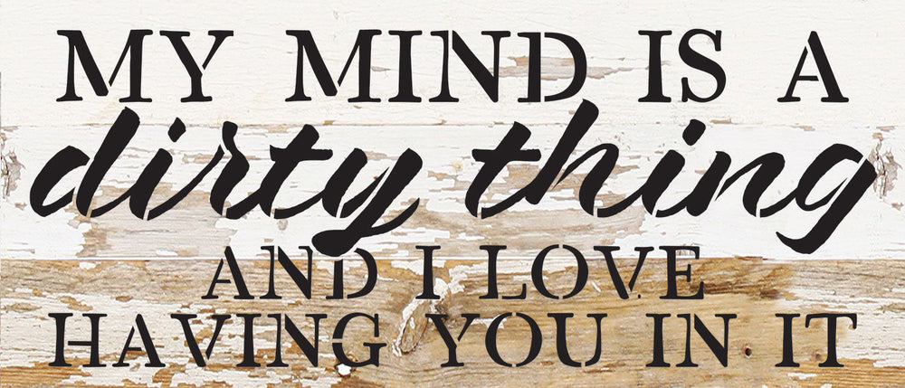 
                  
                    Load image into Gallery viewer, My mind is a dirty thing and I love having you in it / 14x6 Reclaimed Wood Wall Decor
                  
                