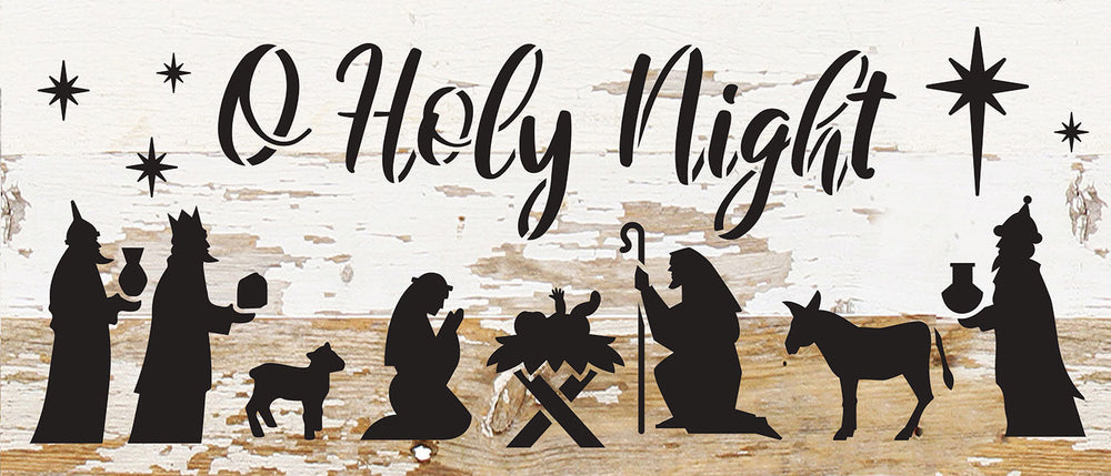 O Holy Night Nativity Scene / 14x6 Reclaimed Wood Wall Decor