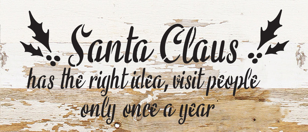 
                  
                    Load image into Gallery viewer, Santa Claus has the right idea, visit people only once a year / 14x6 Reclaimed Wood Wall Decor
                  
                