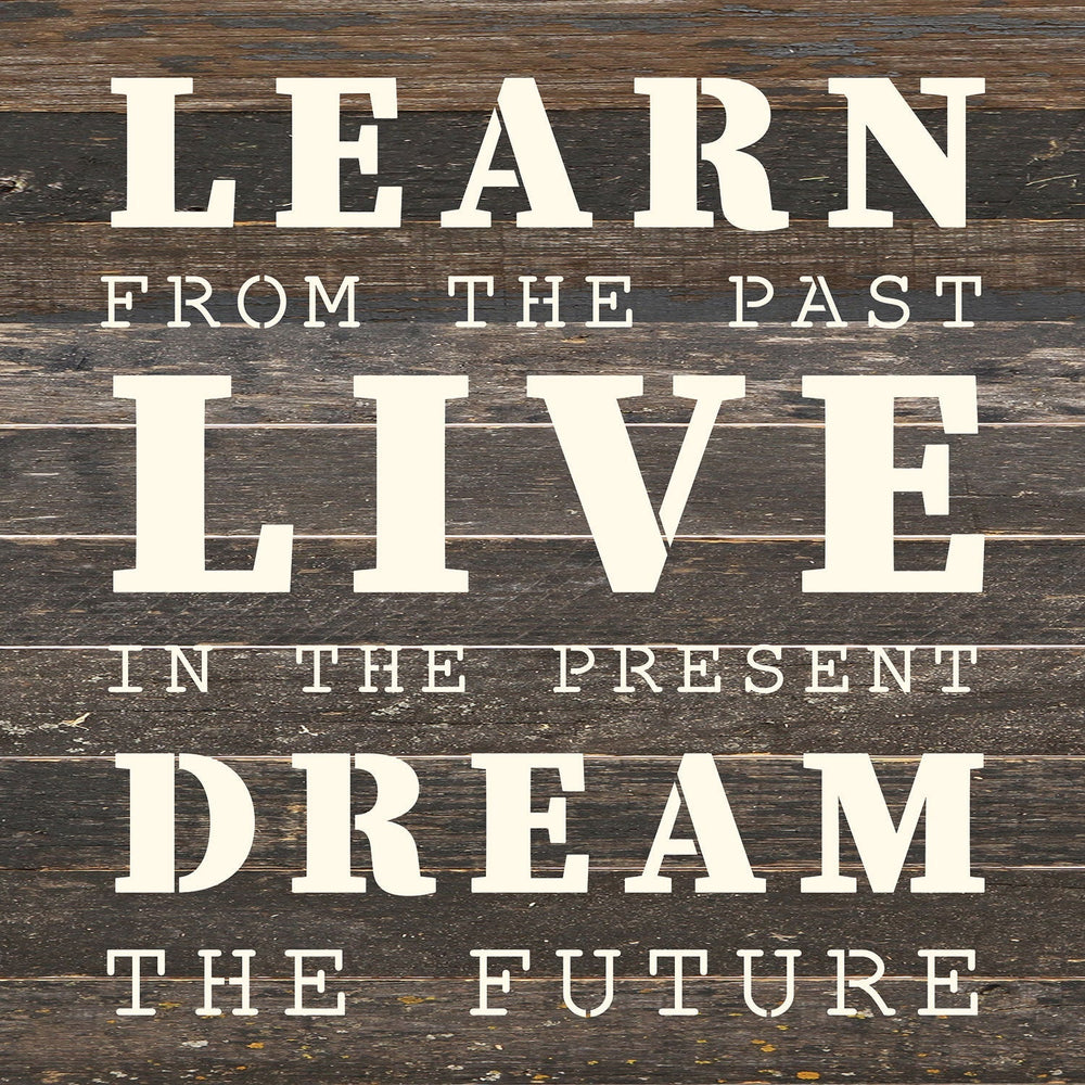 
                  
                    Load image into Gallery viewer, Learn from the past. Live in the present. Dream the future / 14x14 Reclaimed Wood Wall Decor
                  
                