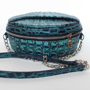 
                  
                    Load image into Gallery viewer, Leather Circle Crossbody Purse - Ocean Blue
                  
                
