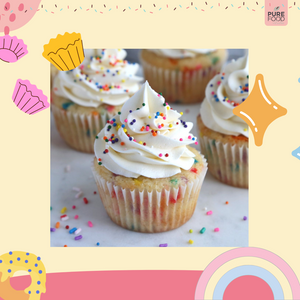 
                  
                    Load image into Gallery viewer, a picture of cupcakes with white frosting and sprinkles
                  
                