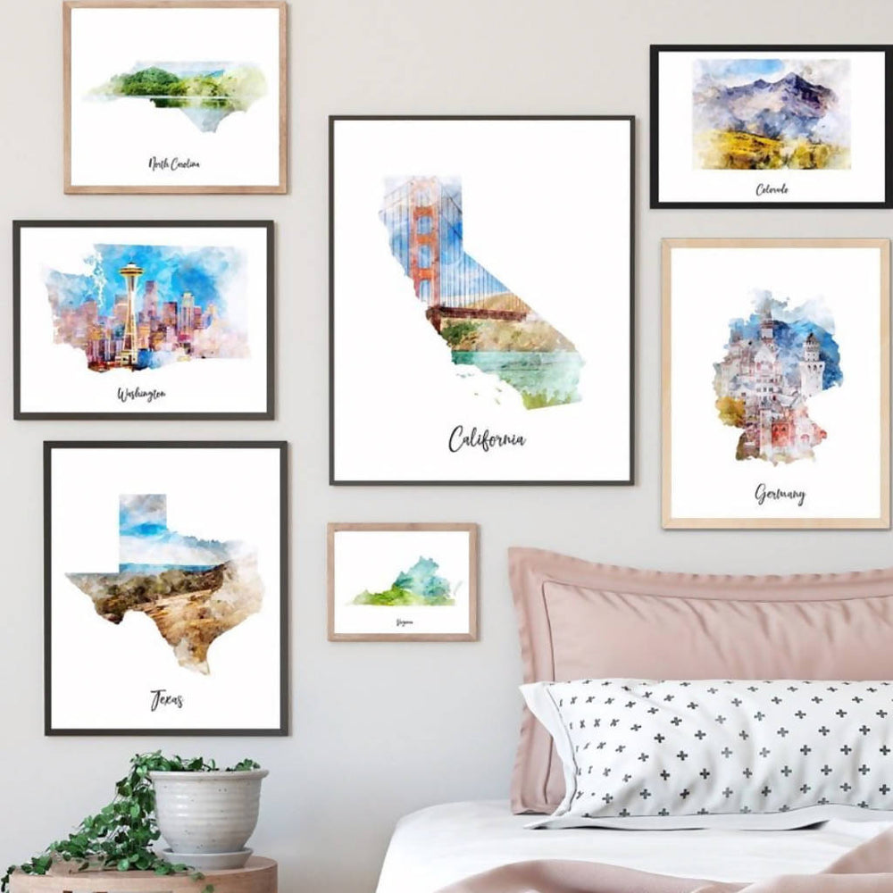 
                  
                    Load image into Gallery viewer, California Watercolor Map Print
                  
                