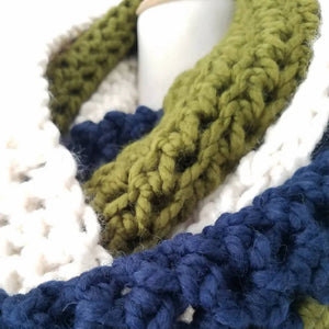 
                  
                    Load image into Gallery viewer, Oversized Infinity Scarf - Tricolor Olive
                  
                