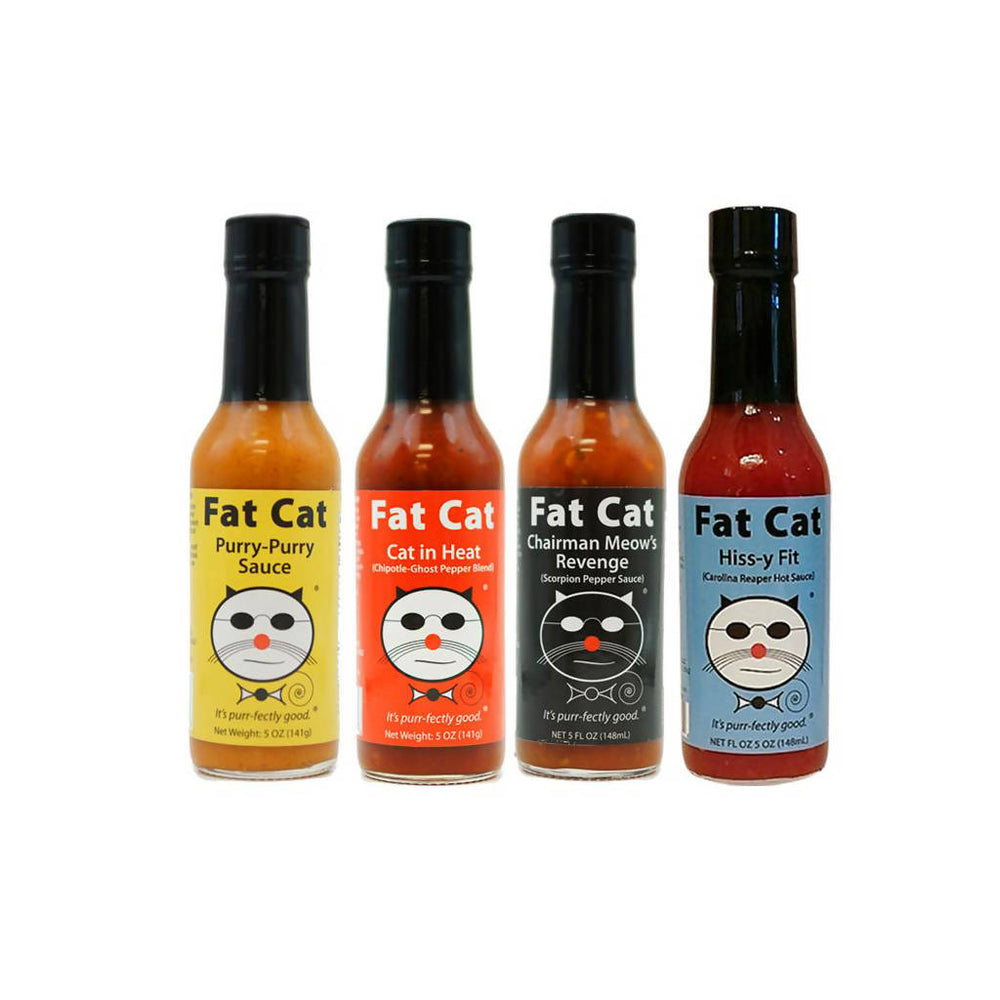 Fat Cat “Funny Cat Name” Hot Sauce Bundle - 4 Pack - 5 oz each