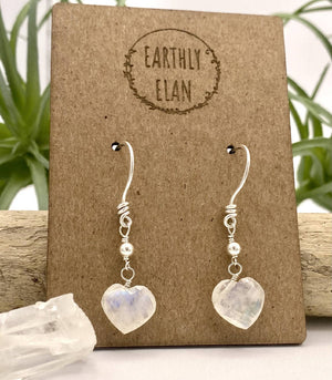 
                  
                    Load image into Gallery viewer, Moonstone Heart Earrings
                  
                