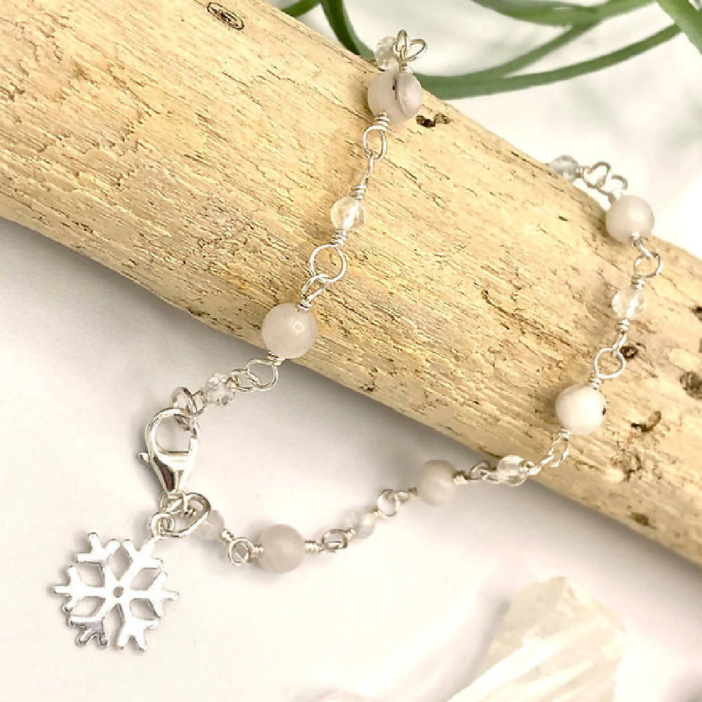 Agate Snowflake Charm Bracelet