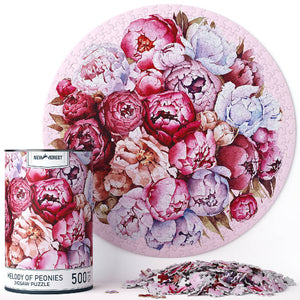 
                  
                    Load image into Gallery viewer, Newverest Jigsaw Puzzles 500 Pieces for Adults - 18.9&amp;quot; Round, Difficult Flower Puzzle with Unique Hand-Painted Images by Artists - with Gift Package Storage Box and Organza Pouch - Melody of Peonies
                  
                