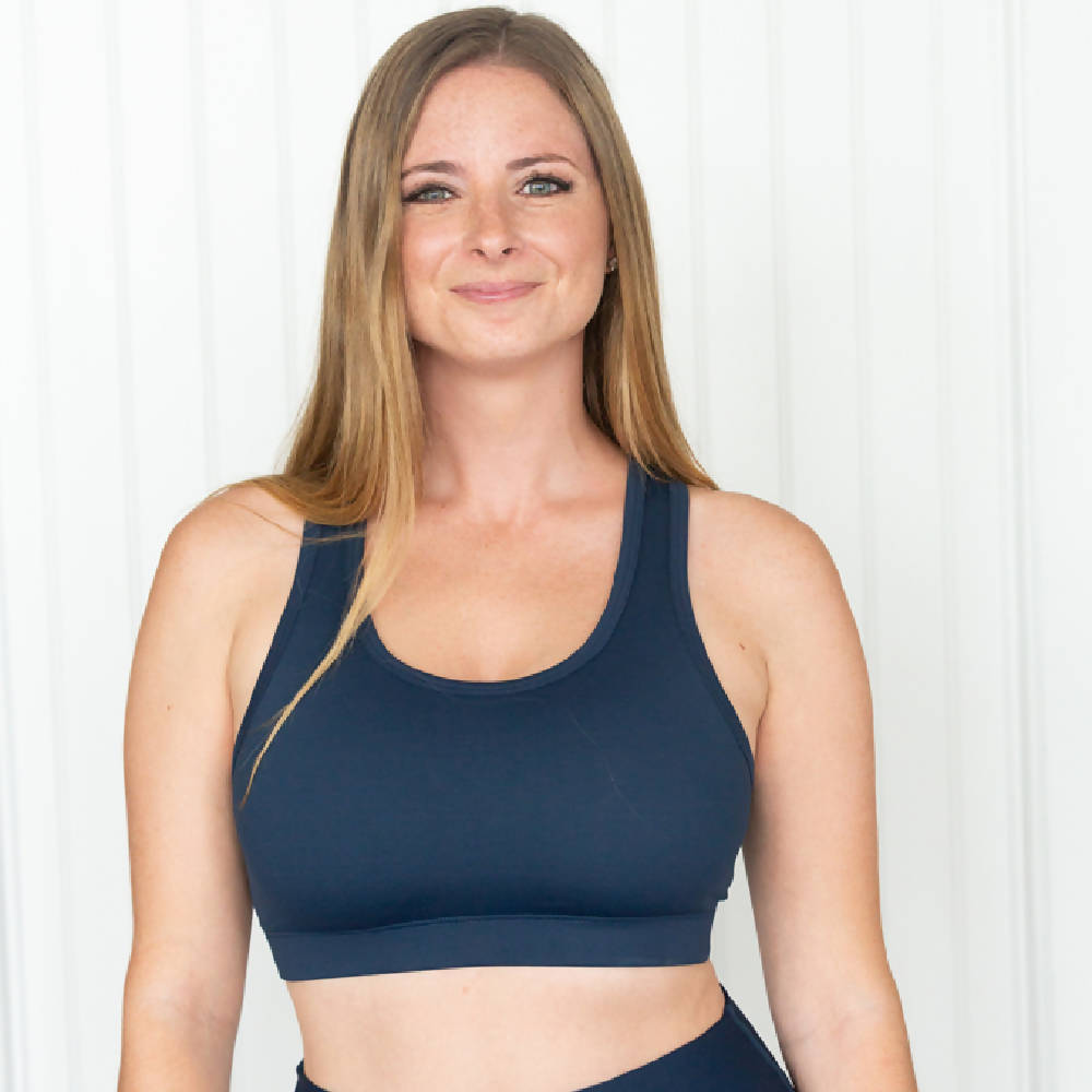 
                  
                    Load image into Gallery viewer, Deep Navy Blue Performance Bra
                  
                