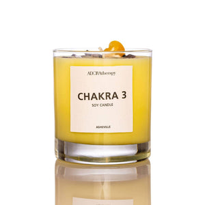 
                  
                    Load image into Gallery viewer, CHAKRA 3 SOY CANDLE WITH TIGER EYE GEMSTONES
                  
                