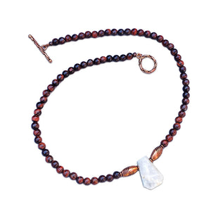 
                  
                    Load image into Gallery viewer, Men&amp;#39;s Moonstone and Tiger Eye gemstone beaded necklace
                  
                