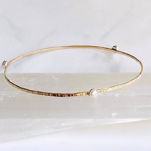 
                  
                    Load image into Gallery viewer, Textured pearl bangle -14kt gf
                  
                