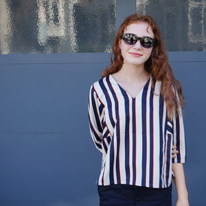 
                  
                    Load image into Gallery viewer, V-Neck Stripe Top
                  
                