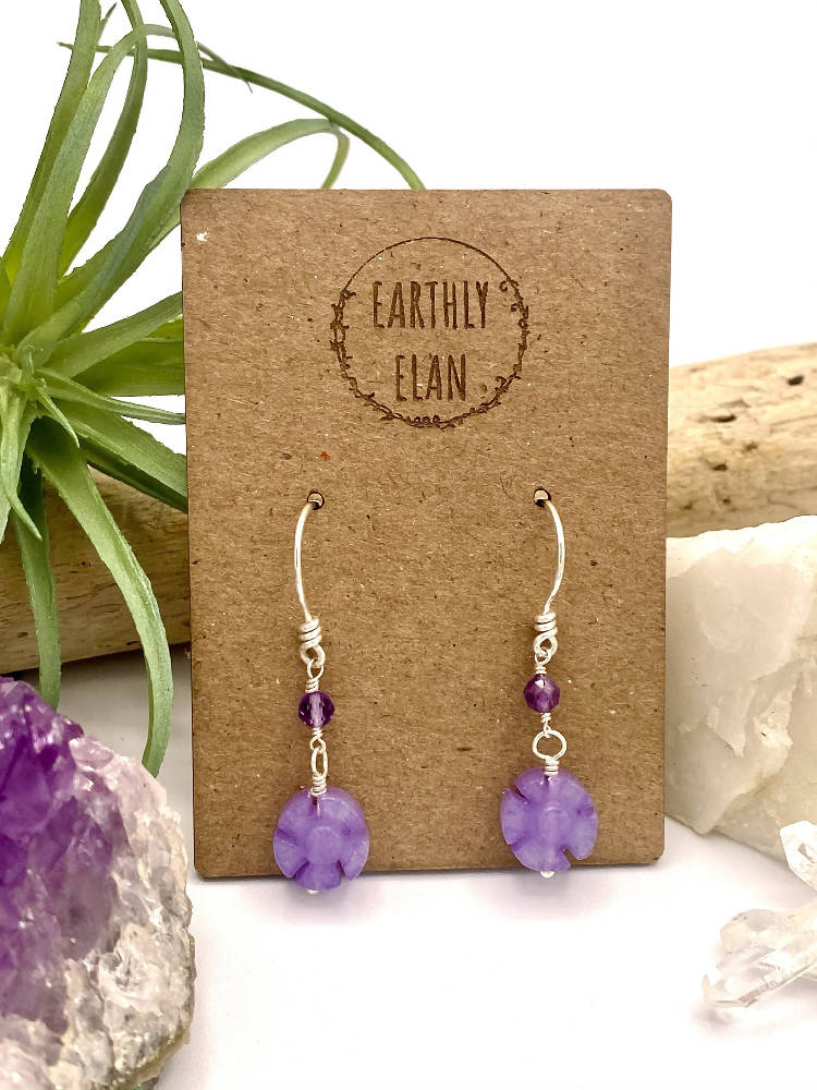
                  
                    Load image into Gallery viewer, Purple Daisy Earrings
                  
                