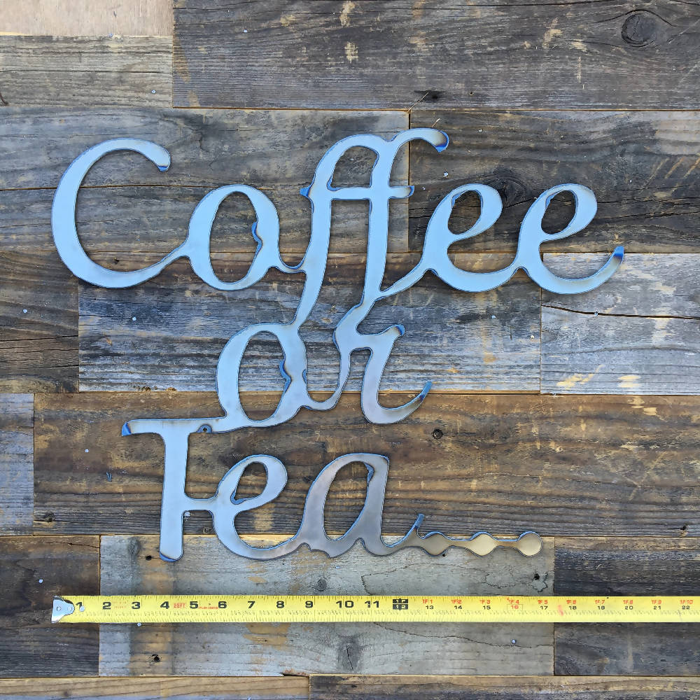 
                  
                    Load image into Gallery viewer, Rustic Home, Coffee or Tea 20 x 15,  Farmhouse, Metal Words, Kitchen Wall Decor, Home Decor, Farmhouse Sign, Breakfast
                  
                