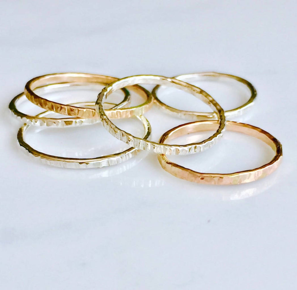 Stackable Hammered Rings - Silver