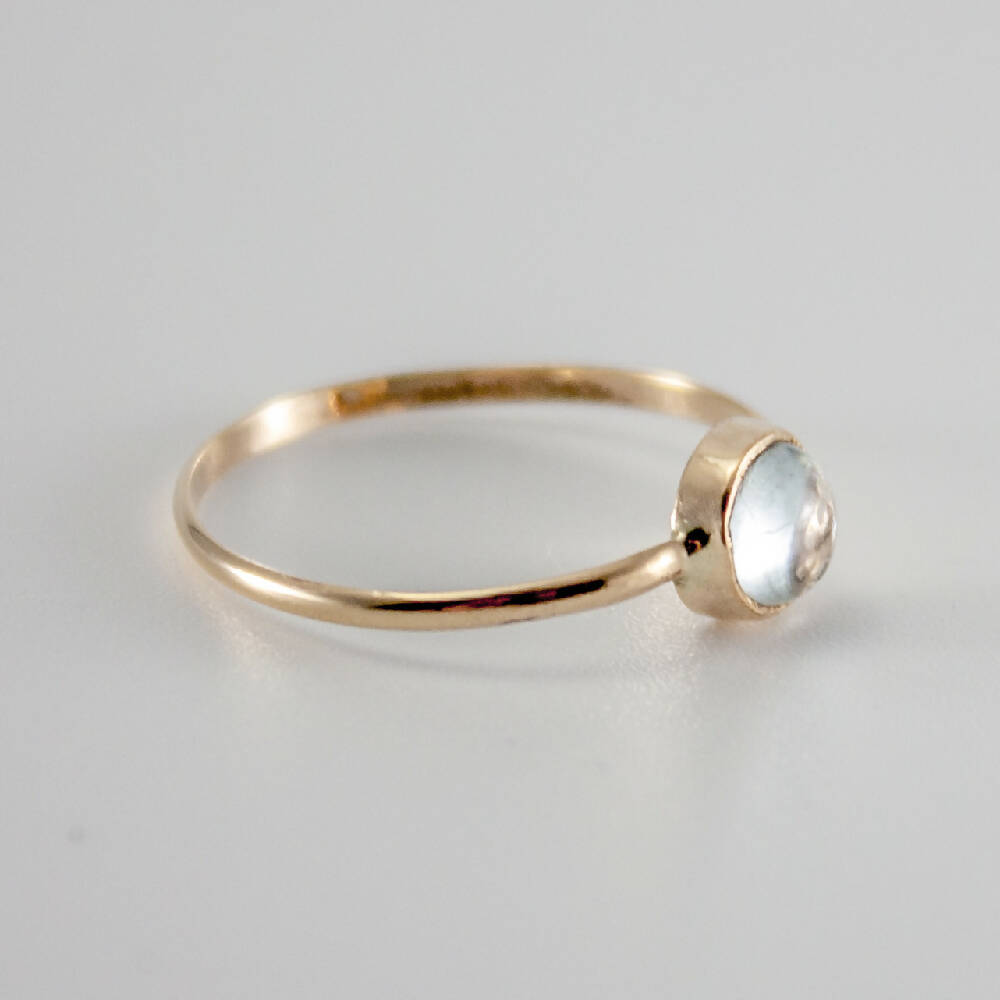 
                  
                    Load image into Gallery viewer, Dainty Aquamarine Round Bezel 14K Gold Filled Ring
                  
                