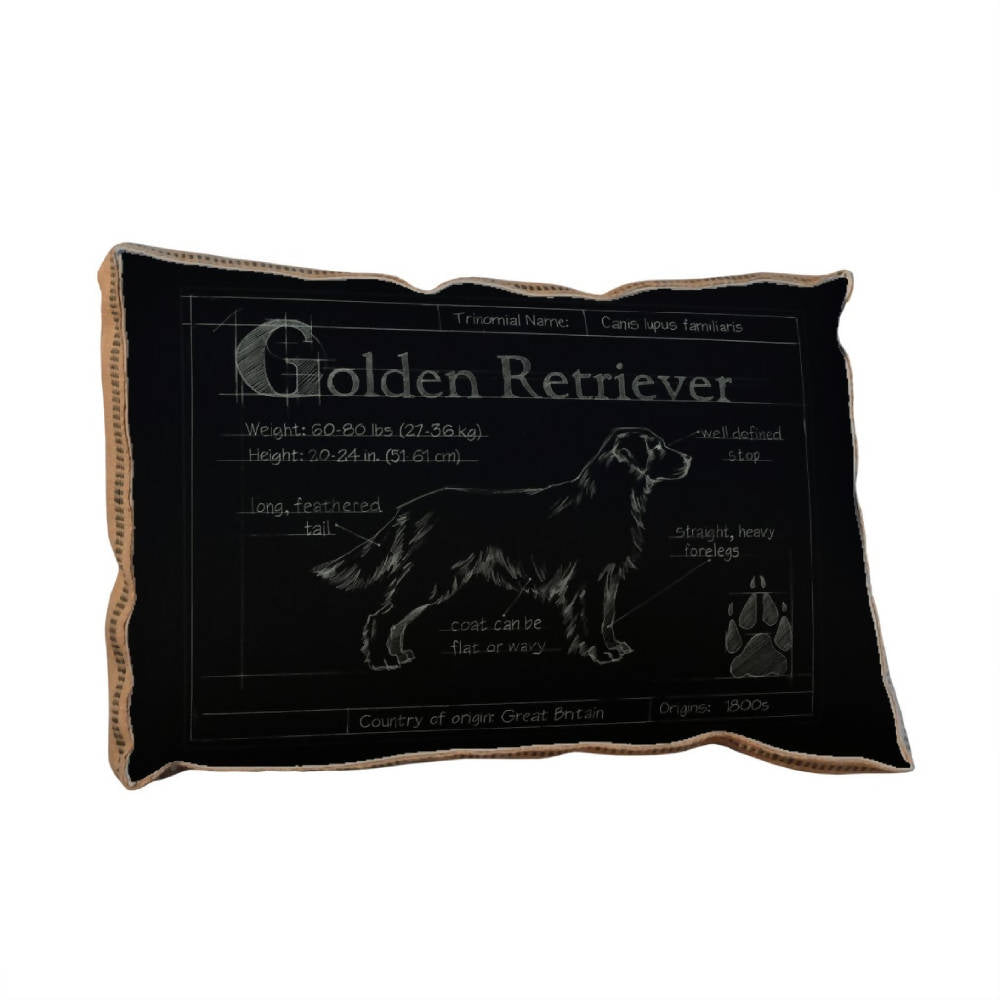 Blueprint Golden Retriever black Pillow