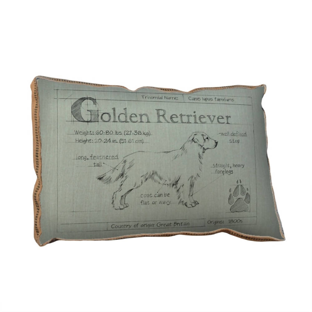 Blueprint Golden Retriever white Pillow