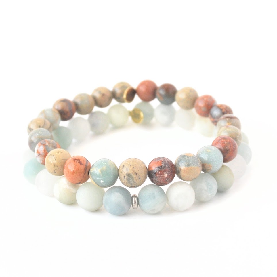 Aquamarine Bracelet + Jasper Stone Bracelet | Supreme Nurturer Duo