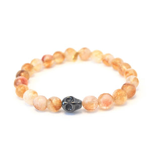 
                  
                    Load image into Gallery viewer, Citrine Bracelet | 8mm with a Hematite Skull
                  
                