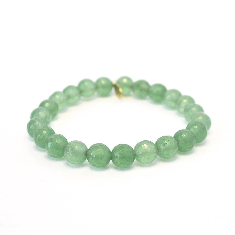 Green Jade Bracelet | Brass Heishi