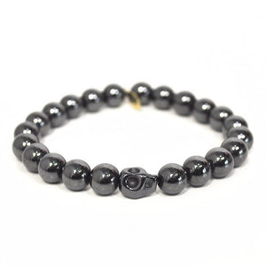 
                  
                    Load image into Gallery viewer, Hematite Crystal Bracelet | 8mm Gunmetal + Skull
                  
                