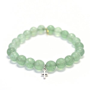 
                  
                    Load image into Gallery viewer, Green Jade Crystal Bracelet | Faceted + Silver Cross
                  
                