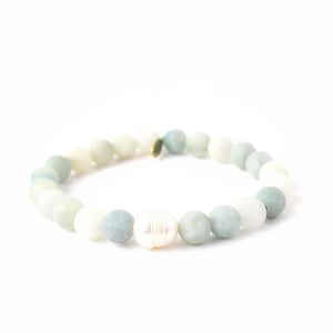 
                  
                    Load image into Gallery viewer, Aquamarine Bracelet | Matte with a Pearl
                  
                