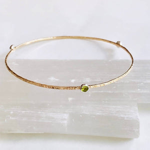 
                  
                    Load image into Gallery viewer, Textured peridot bangle -14kt gf
                  
                