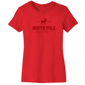 
                  
                    Load image into Gallery viewer, North Pole University womens tee RED
                  
                