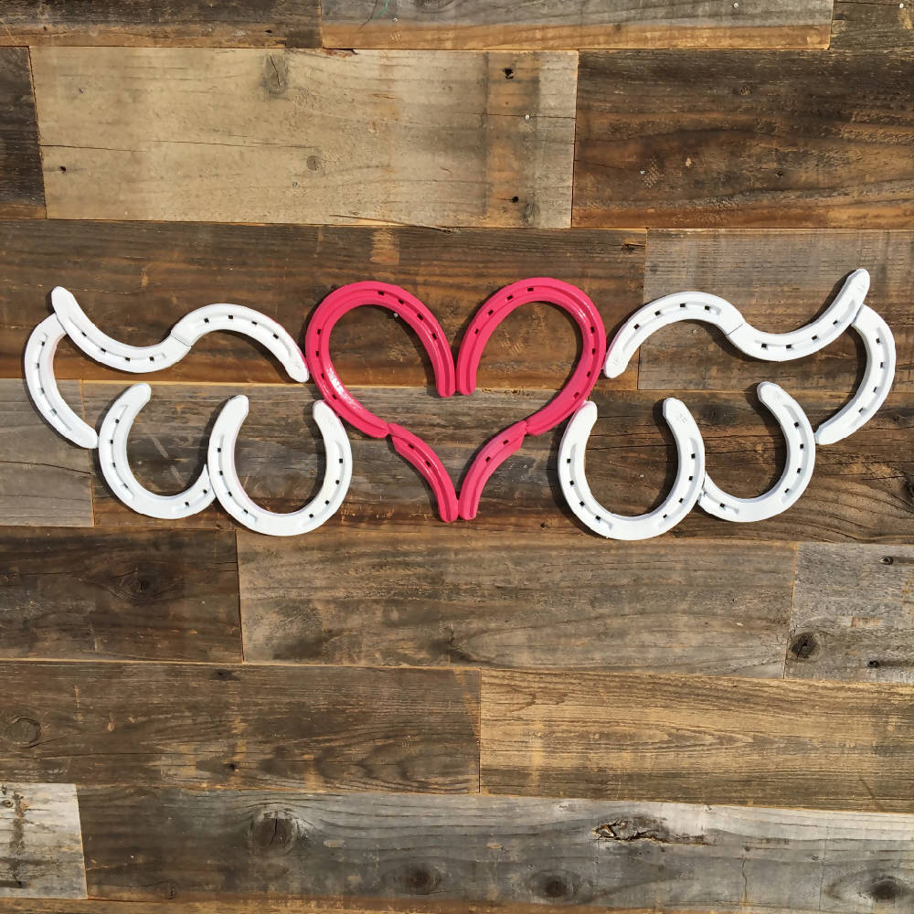 
                  
                    Load image into Gallery viewer, Horseshoe Heart with Wings - The Heritage Forge - Natural Metal
                  
                