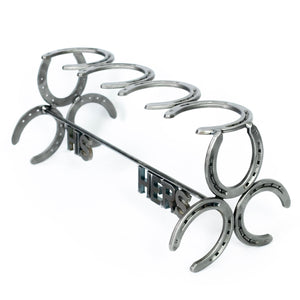 
                  
                    Load image into Gallery viewer, Handmade His and Hers Horseshoe Boot Rack - 2 pairs - The Heritage Forge
                  
                