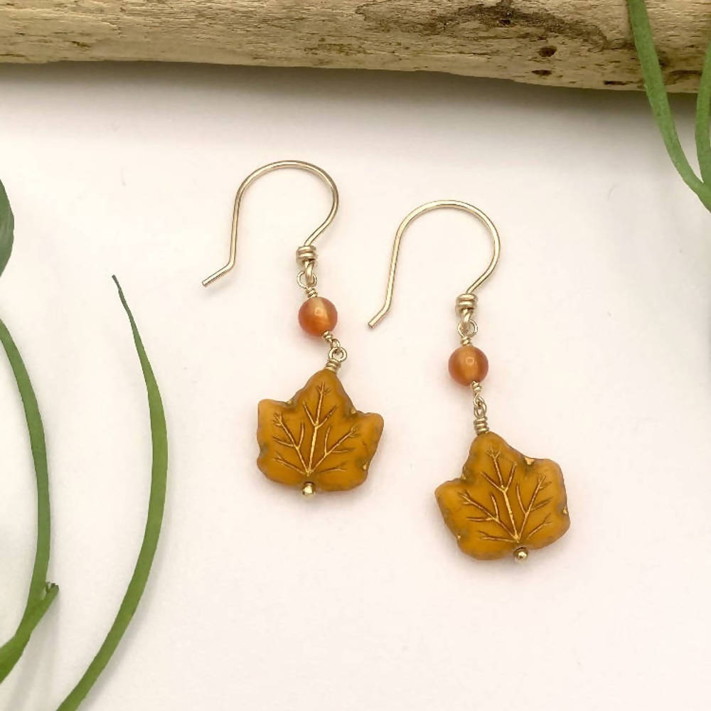 Orange Leaf Peeper Earrings