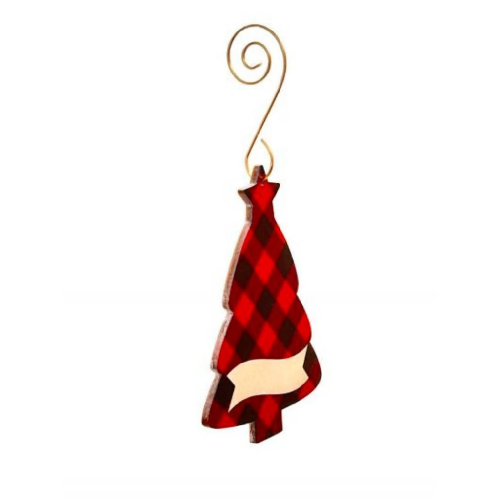 
                  
                    Load image into Gallery viewer, Plaid Tree Wood Ornament - 2 Pack
                  
                