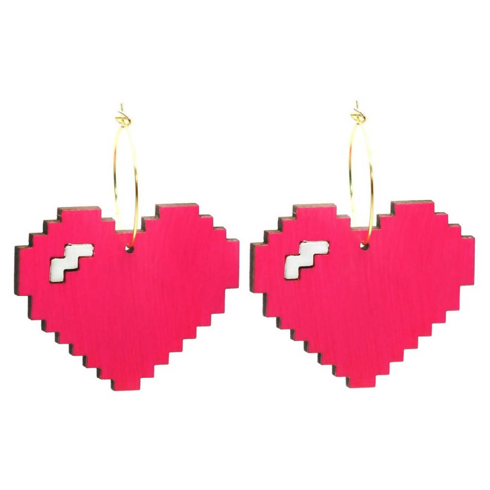 
                  
                    Load image into Gallery viewer, Pixelated Heart Hoops Earrings
                  
                