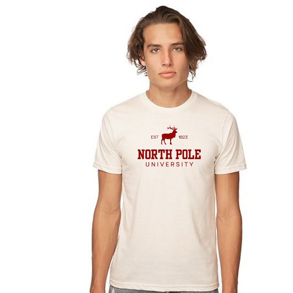 North Pole University mens tee IVORY