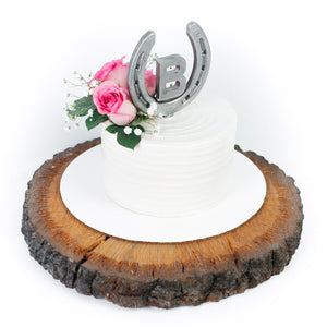 
                  
                    Load image into Gallery viewer, Custom Horseshoe Wedding Cake Topper with Initial - Rustic Wedding - The Heritage Forge
                  
                