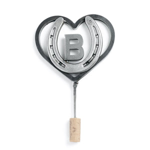 
                  
                    Load image into Gallery viewer, Custom Heart &amp;amp; Horseshoe Cake Topper with Initial - Customizable Rustic Wedding - The Heritage Forge
                  
                