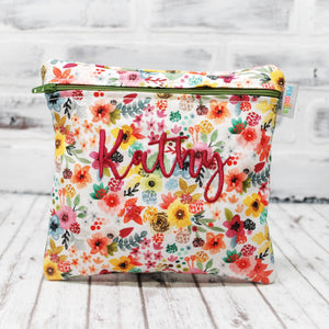 
                  
                    Load image into Gallery viewer, Wildflowers on White Personalized Reusable Food Bag
                  
                
