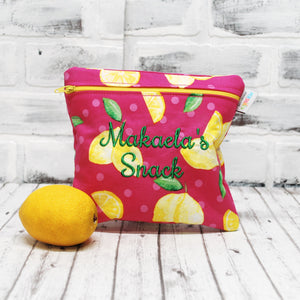 
                  
                    Load image into Gallery viewer, Pink and Lemons Personalized Reusable Food Bag
                  
                
