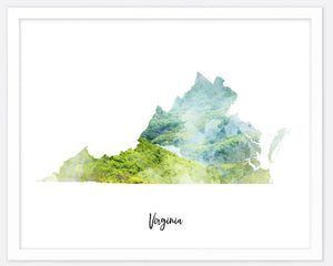 
                  
                    Load image into Gallery viewer, Virginia Watercolor Map Print
                  
                