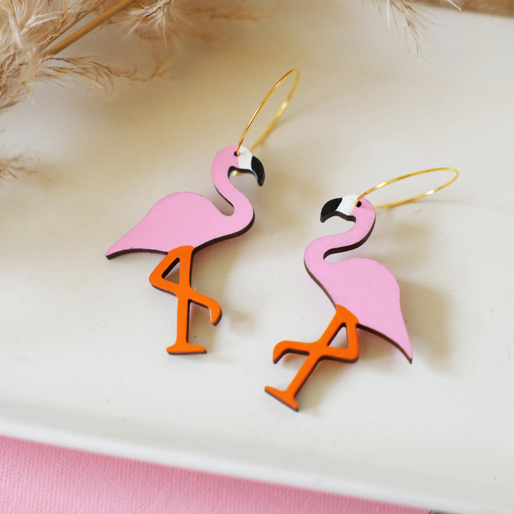 Pink Pastel Flamingo Hoops