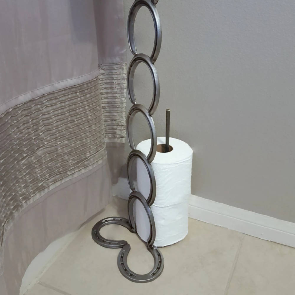
                  
                    Load image into Gallery viewer, Horseshoe and Railroad-Spike Toilet Paper Holder - The Heritage Forge
                  
                